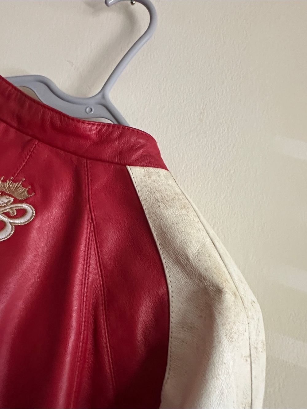 Wilsons Leather Red and White Racing-Style Leather Jacket - Picture 12 of 14